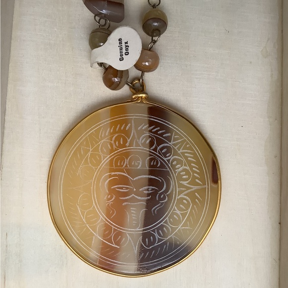 Vintage Genuine Onyx Handcrafted sundisk statement necklace - Picture 1 of 10